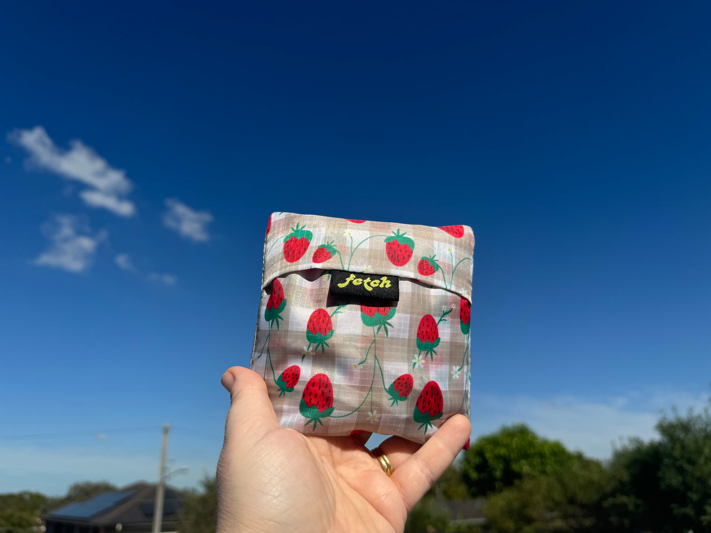 STRAWBERRY GINGHAM- Reusable Bag
